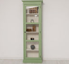 Landhausstil Vitrine Salbei Grün 75x220x40 cm Kiefernholz massiv