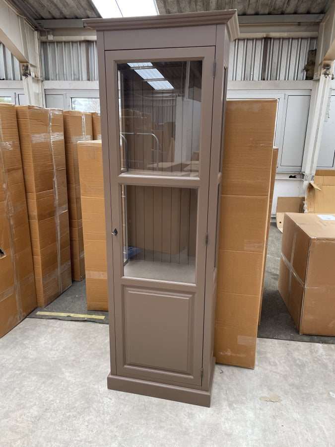 Landhaus Vitrine Braun 75x220x40 cm Kiefernholz massiv