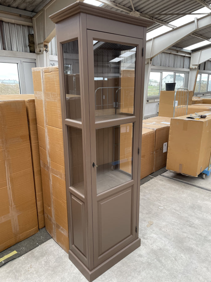 Landhaus Vitrine Braun 75x220x40 cm Kiefernholz massiv