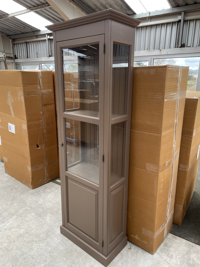 Landhaus Vitrine Braun 75x220x40 cm Kiefernholz massiv
