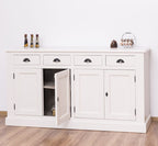 Sideboard Weiß Landhausmöbel Kiefernholz Massiv 173x93x47 cm