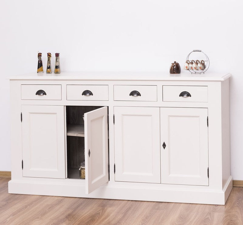 Sideboard Weiß Landhausmöbel Kiefernholz Massiv 173x93x47 cm