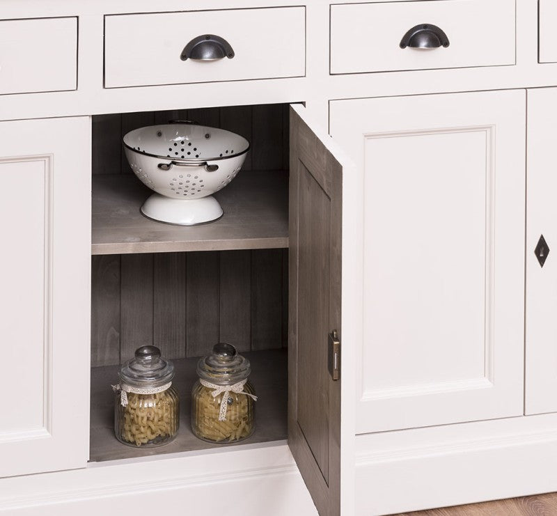Sideboard Weiß Landhausmöbel Kiefernholz Massiv 173x93x47 cm