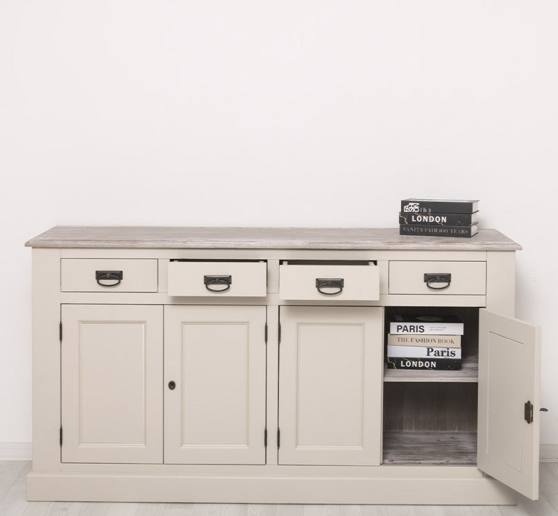 Sideboard Creme Landhausmöbel Kiefernholz Massiv 173x93x47 cm