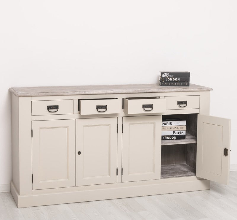 Sideboard Creme Landhausmöbel Kiefernholz Massiv 173x93x47 cm