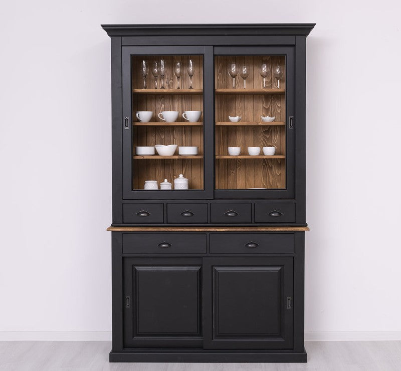 Büffet Schwarz 142x225x48 cm Kiefernholz massiv