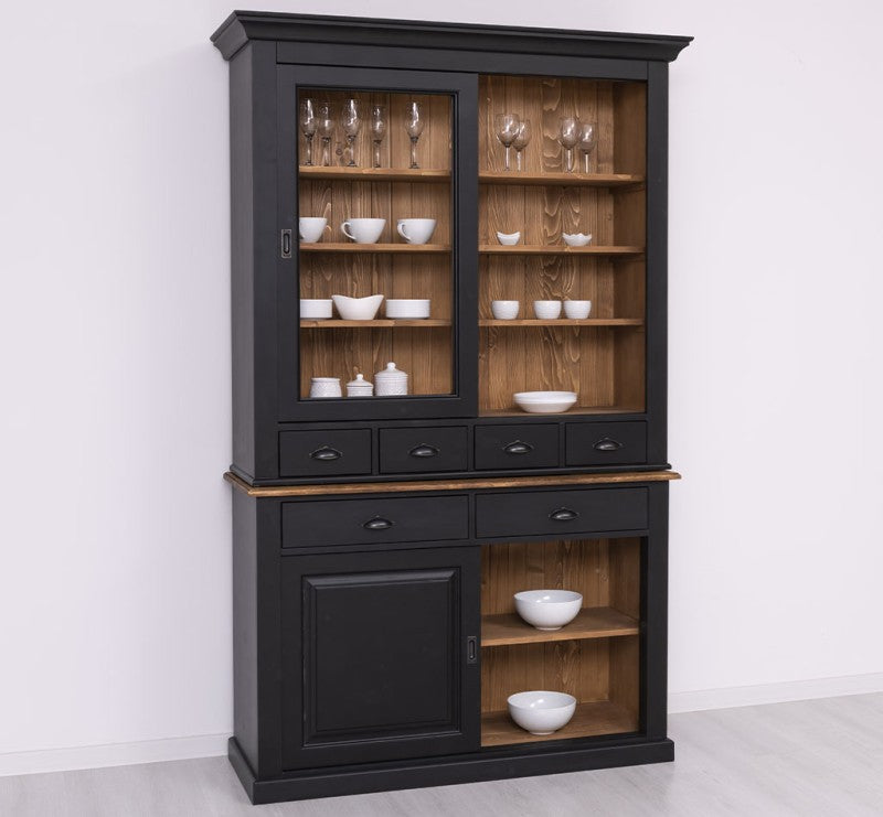 Büffet Schwarz 142x225x48 cm Kiefernholz massiv