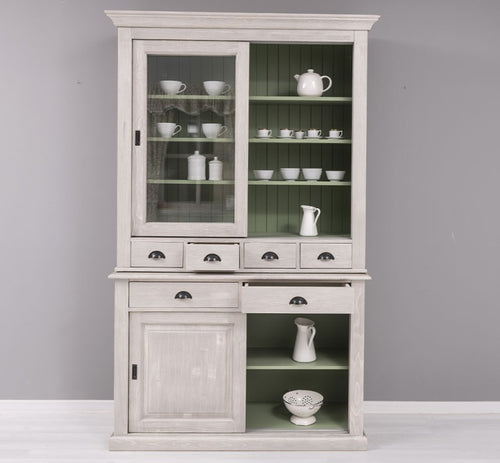 Büffet Grau-Weiß 142x225x48 cm Kiefernholz massiv