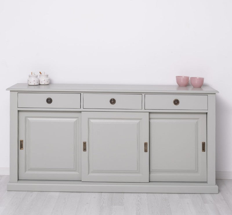 Sideboard Grau Landhausmöbel Kiefernholz Massiv 192x91x48 cm
