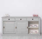 Sideboard Grau Landhausmöbel Kiefernholz Massiv 192x91x48 cm