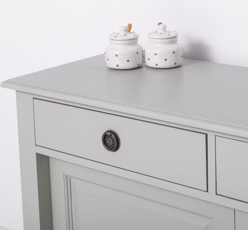 Sideboard Grau Landhausmöbel Kiefernholz Massiv 192x91x48 cm