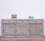 Sideboard Perlgrau Landhausmöbel Kiefernholz Massiv 192x91x48 cm