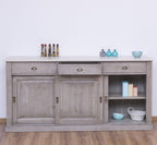 Sideboard Perlgrau Landhausmöbel Kiefernholz Massiv 192x91x48 cm
