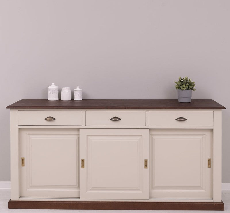 Sideboard Creme Landhausmöbel Kiefernholz Massiv 192x91x48 cm