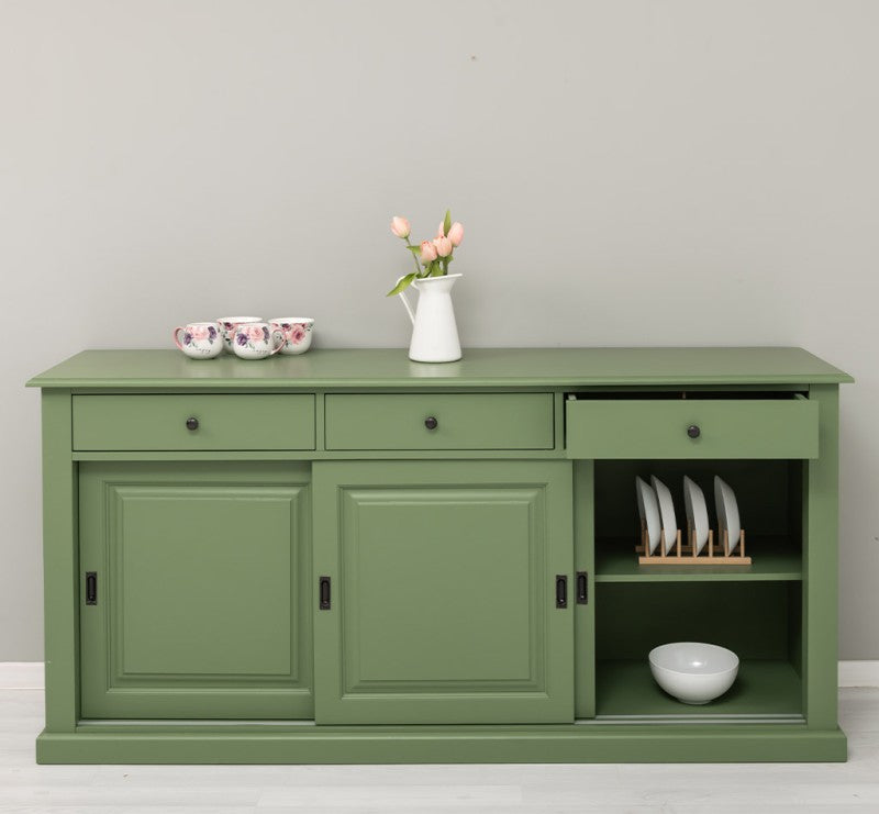 Sideboard Grün Landhausmöbel Kiefernholz Massiv 192x91x48 cm