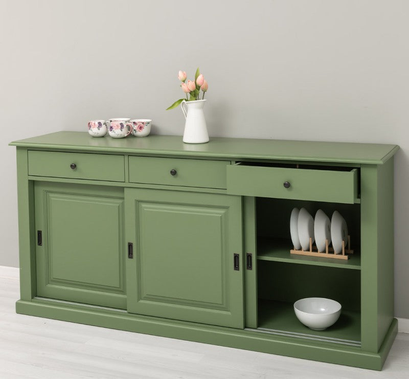 Sideboard Grün Landhausmöbel Kiefernholz Massiv 192x91x48 cm