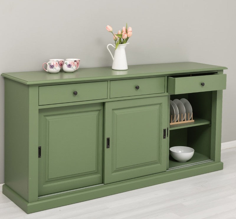 Sideboard Grün Landhausmöbel Kiefernholz Massiv 192x91x48 cm