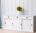 Sideboard Weiß Landhausmöbel Kiefernholz Massiv 192x91x48 cm