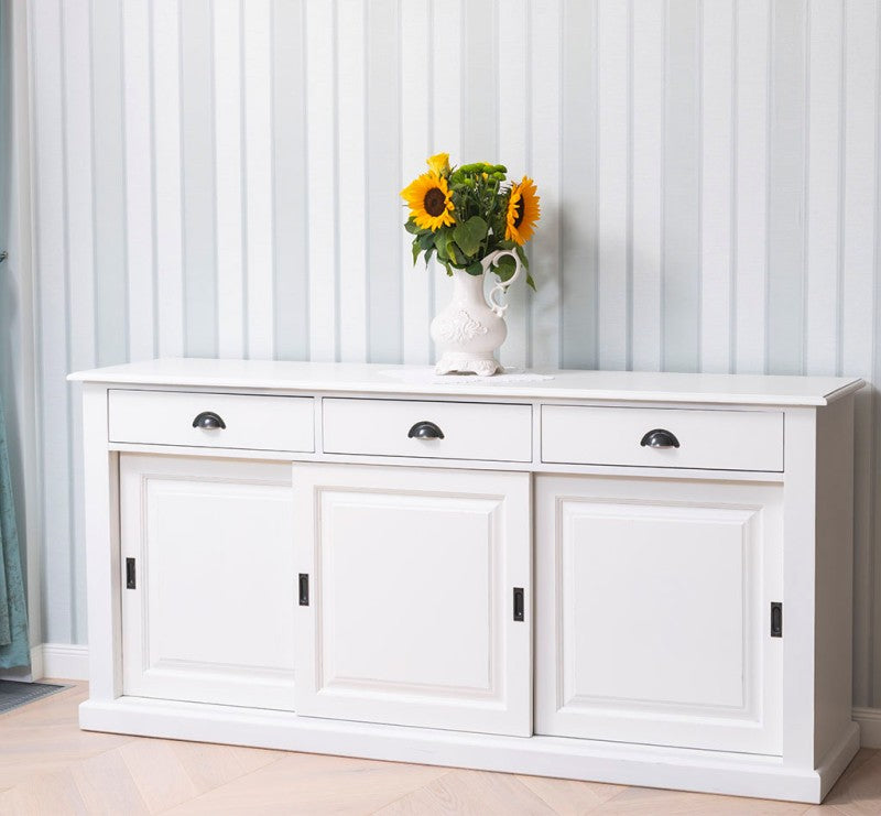 Sideboard Weiß Landhausmöbel Kiefernholz Massiv 192x91x48 cm