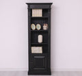 Landhaus Bücherregal Schwarz Kiefernholz Massiv 71x197x39 cm