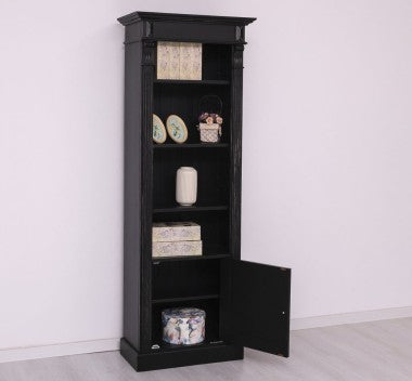 Landhaus Bücherregal Schwarz Kiefernholz Massiv 71x197x39 cm
