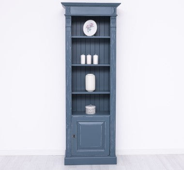 Bücherregal Landhaus Blau Kiefernholz Massiv 71x197x39 cm