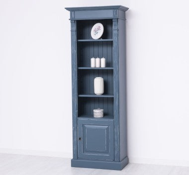 Bücherregal Landhaus Blau Kiefernholz Massiv 71x197x39 cm