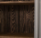 Landhausstil Schrank Vitrine Hellgrau 120x197x39 cm Kiefernholz massiv
