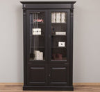 Landhaus Schrank Regal Vitrine Schwarz 120x197x39 cm Kiefernholz massiv