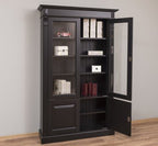 Landhaus Schrank Regal Vitrine Schwarz 120x197x39 cm Kiefernholz massiv