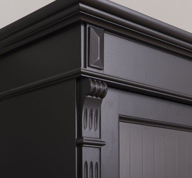 Landhaus Schrank Regal Vitrine Schwarz 120x197x39 cm Kiefernholz massiv