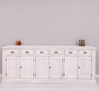 Sideboard Altweiß Landhausmöbel Kiefernholz Massiv 239x93x47 cm