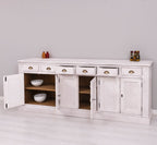 Sideboard Altweiß Landhausmöbel Kiefernholz Massiv 239x93x47 cm