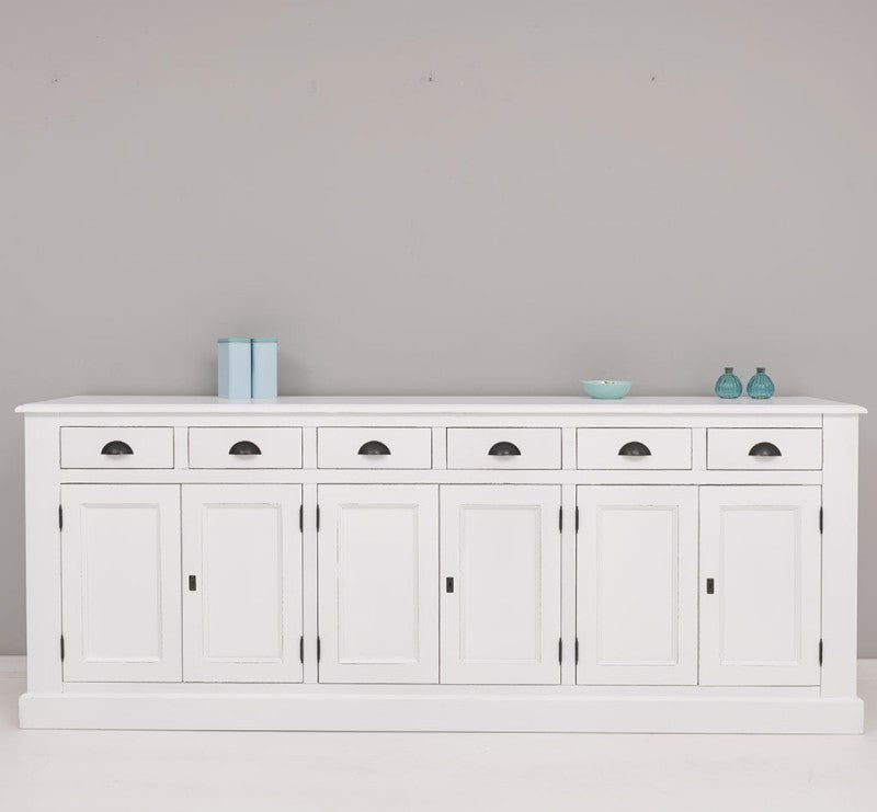 Sideboard Weiß Landhausmöbel Kiefernholz Massiv 239x93x47 cm