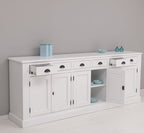 Sideboard Weiß Landhausmöbel Kiefernholz Massiv 239x93x47 cm