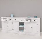 Sideboard Weiß Landhausmöbel Kiefernholz Massiv 239x93x47 cm