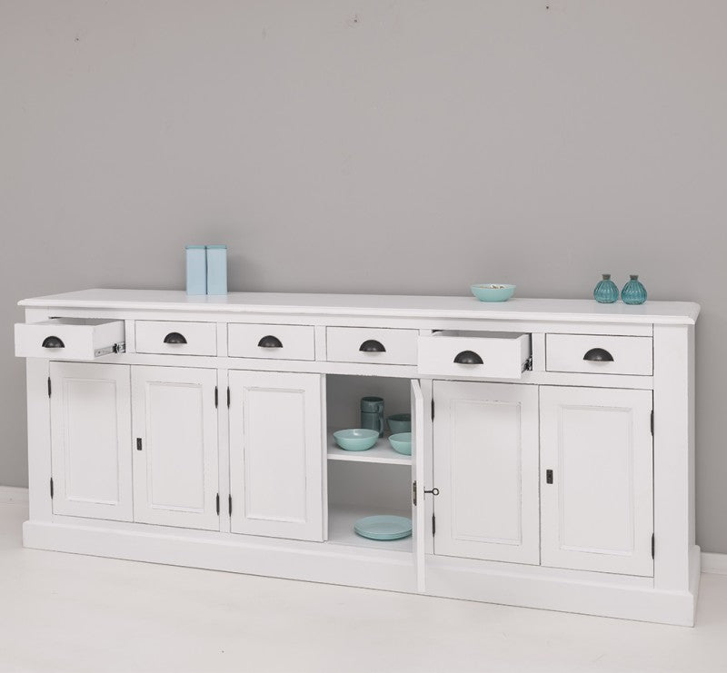 Sideboard Weiß Landhausmöbel Kiefernholz Massiv 239x93x47 cm