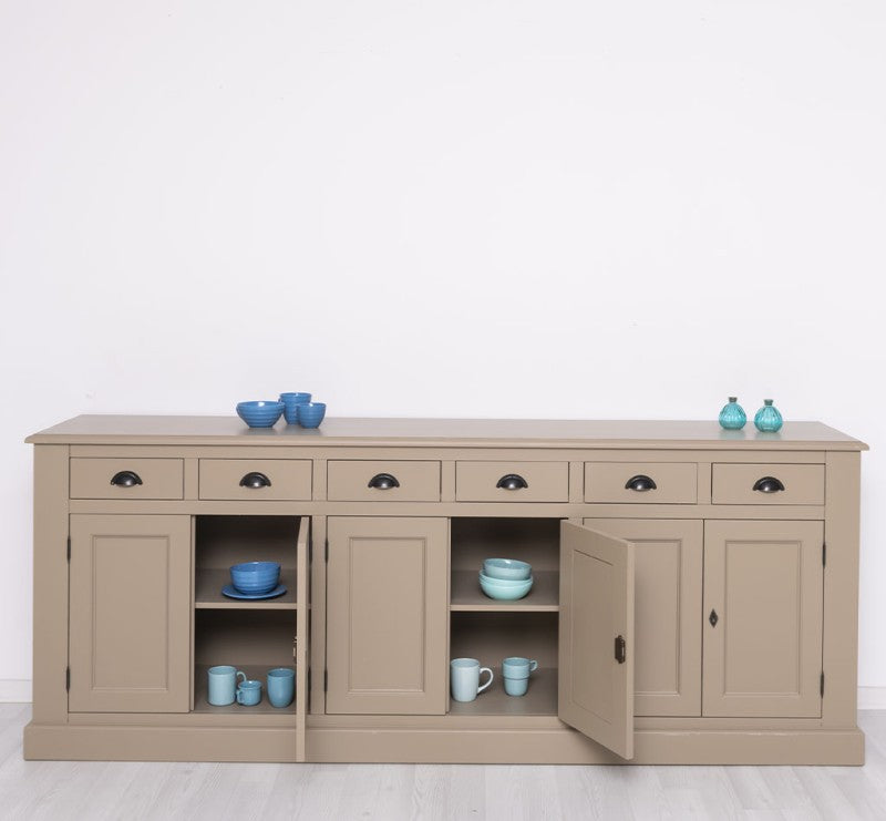 Sideboard Beige Landhausmöbel Kiefernholz Massiv 239x93x47 cm