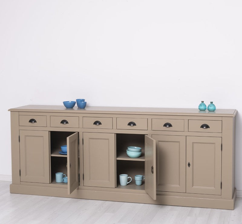 Sideboard Beige Landhausmöbel Kiefernholz Massiv 239x93x47 cm