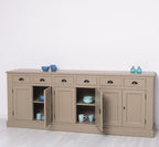 Sideboard Beige Landhausmöbel Kiefernholz Massiv 239x93x47 cm