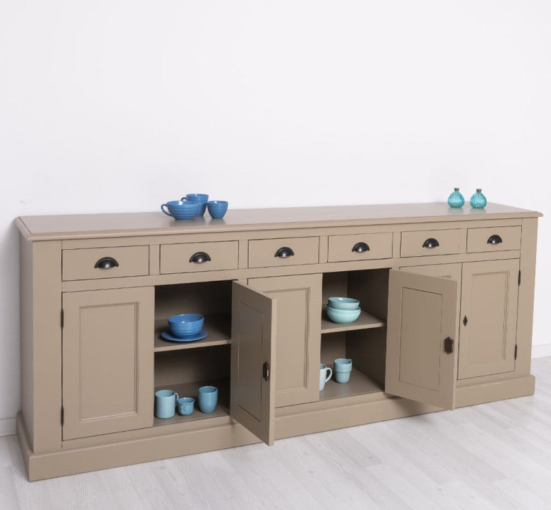 Sideboard Beige Landhausmöbel Kiefernholz Massiv 239x93x47 cm