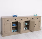 Sideboard Beige Landhausmöbel Kiefernholz Massiv 239x93x47 cm