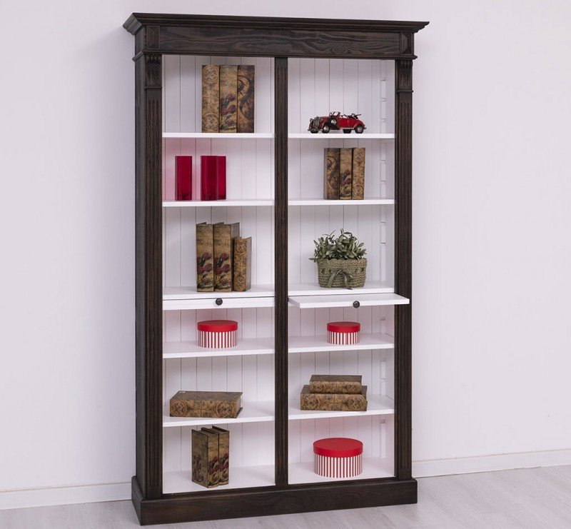 Landhaus Regal Schwarz Weiß 120x197x39 cm Kiefernholz massiv