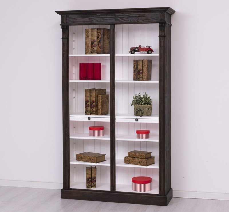 Landhaus Regal Schwarz Weiß 120x197x39 cm Kiefernholz massiv