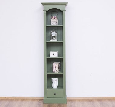 Landhaus Bücherregal Salbei Grün Kiefernholz Massiv 51x190x33 cm