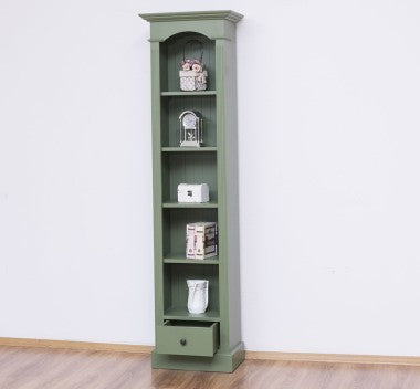 Landhaus Bücherregal Salbei Grün Kiefernholz Massiv 51x190x33 cm