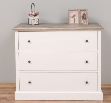 Landhaus Kommode Weiß 110x90x50 cm Kiefernholz massiv