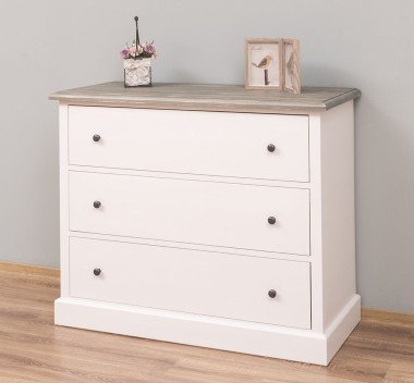 Landhaus Kommode Weiß 110x90x50 cm Kiefernholz massiv