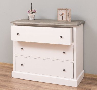 Landhaus Kommode Weiß 110x90x50 cm Kiefernholz massiv