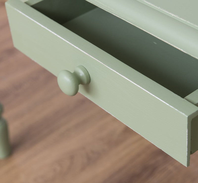 Schreibtisch mit gedrechselten Beinen und 2 Schubladen 109x79x60 cm Kiefernholz Salbei massiv